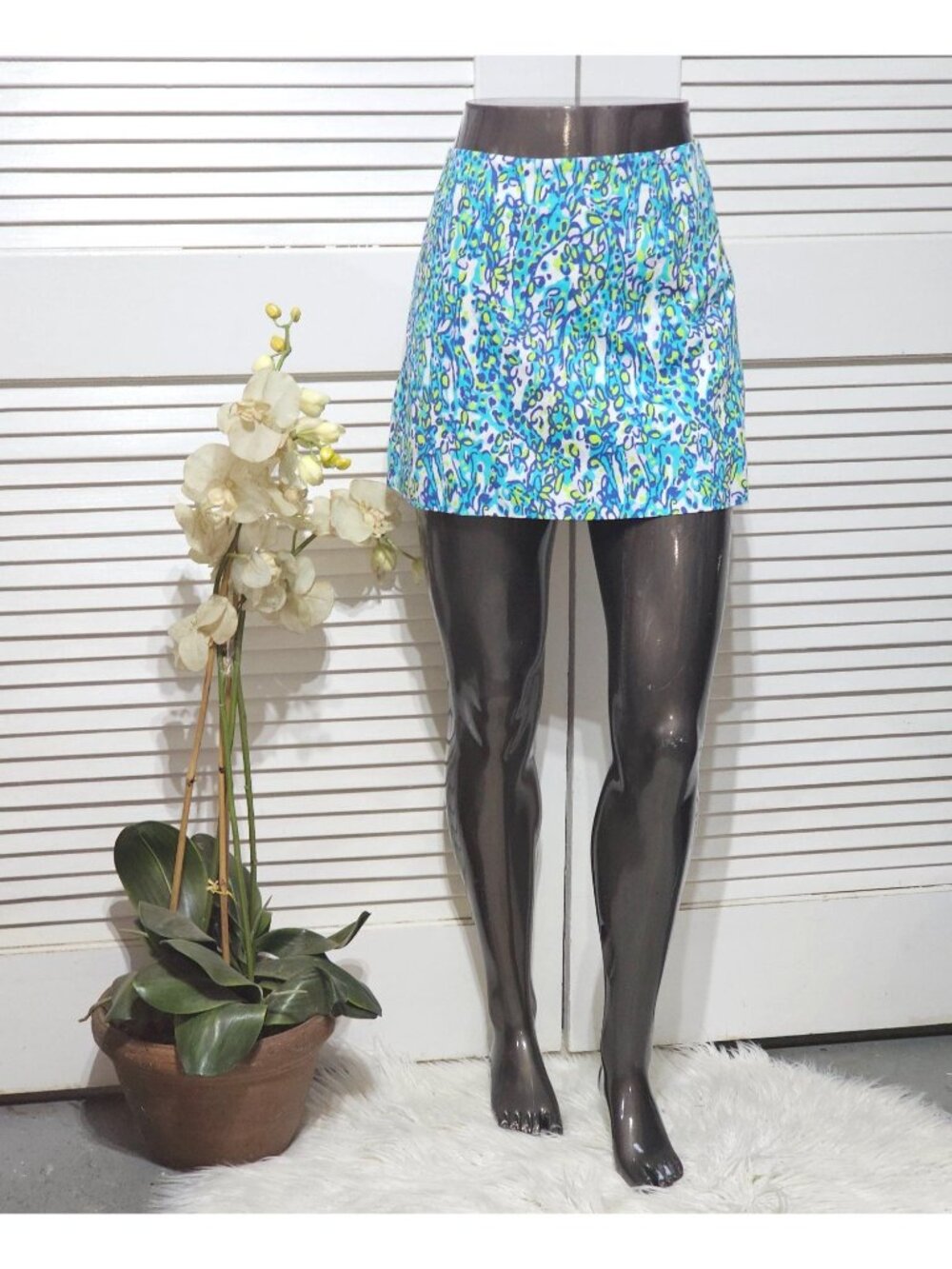 Lilly Pulitzer Womens Ella Sea Blue Its A Stretch Animal Print  Skirt Sz 12 2887